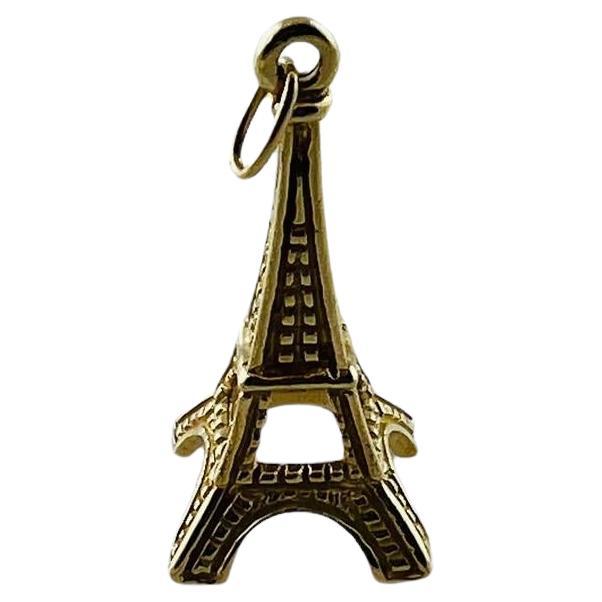 14K Yellow Gold Eiffel Tower Charm Pendant #15558 For Sale