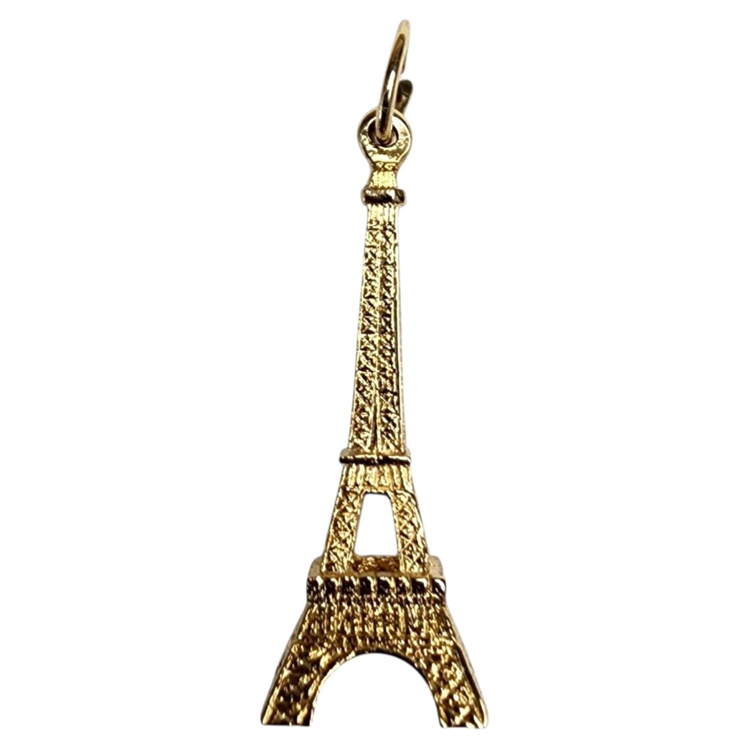 14K Yellow Gold Eiffel Tower Pendant #25464 For Sale