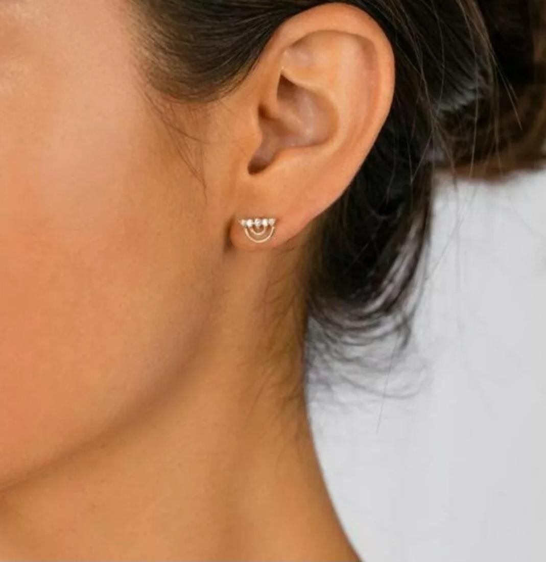 14K Yellow Gold Elegant Half Circle Earring Pair Diamond Jewelry Gift Half Moon.

Total Carat Weight
0.24 & Under
Base Metal
Yellow Gold
Certification
IGI, BIS Hallmark
Material
14k Yellow Gold, Natural Diamond
Number of Gemstones
10
Item Length
8