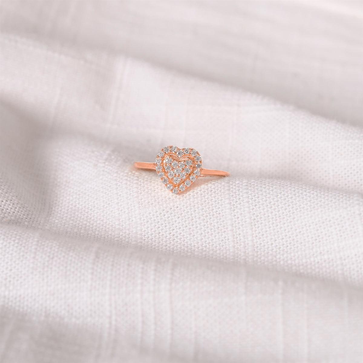 14k Gelbgold Eleganter herzförmiger Moissanit-Ring für Damen Verlobungsring, Verlobungsring 3