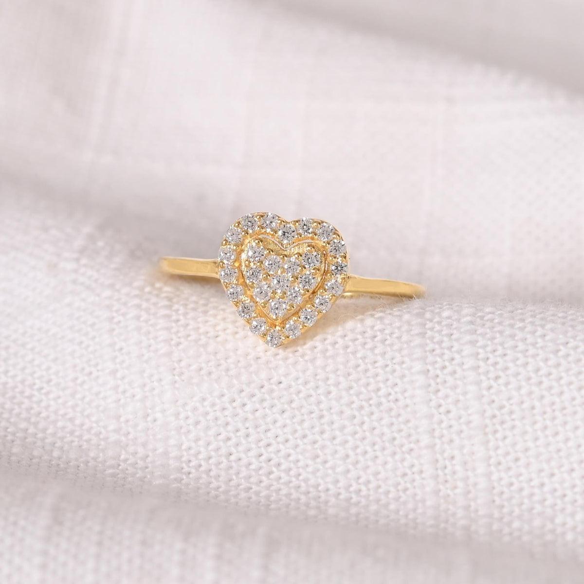 14k Gelbgold Eleganter herzförmiger Moissanit-Ring für Damen Verlobungsring, Verlobungsring 4