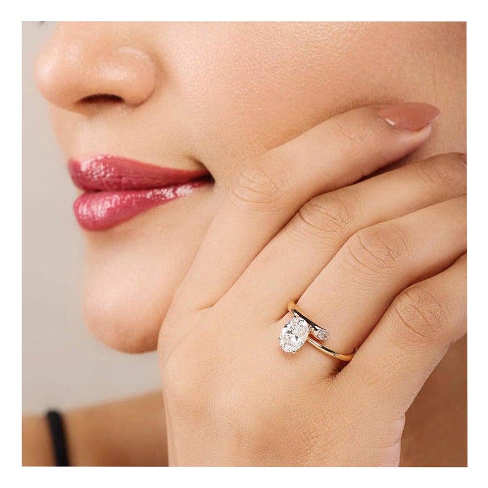 14k yellow gold Elegant Oval Ring Moissanite Ring Solitaire Ring For Her.