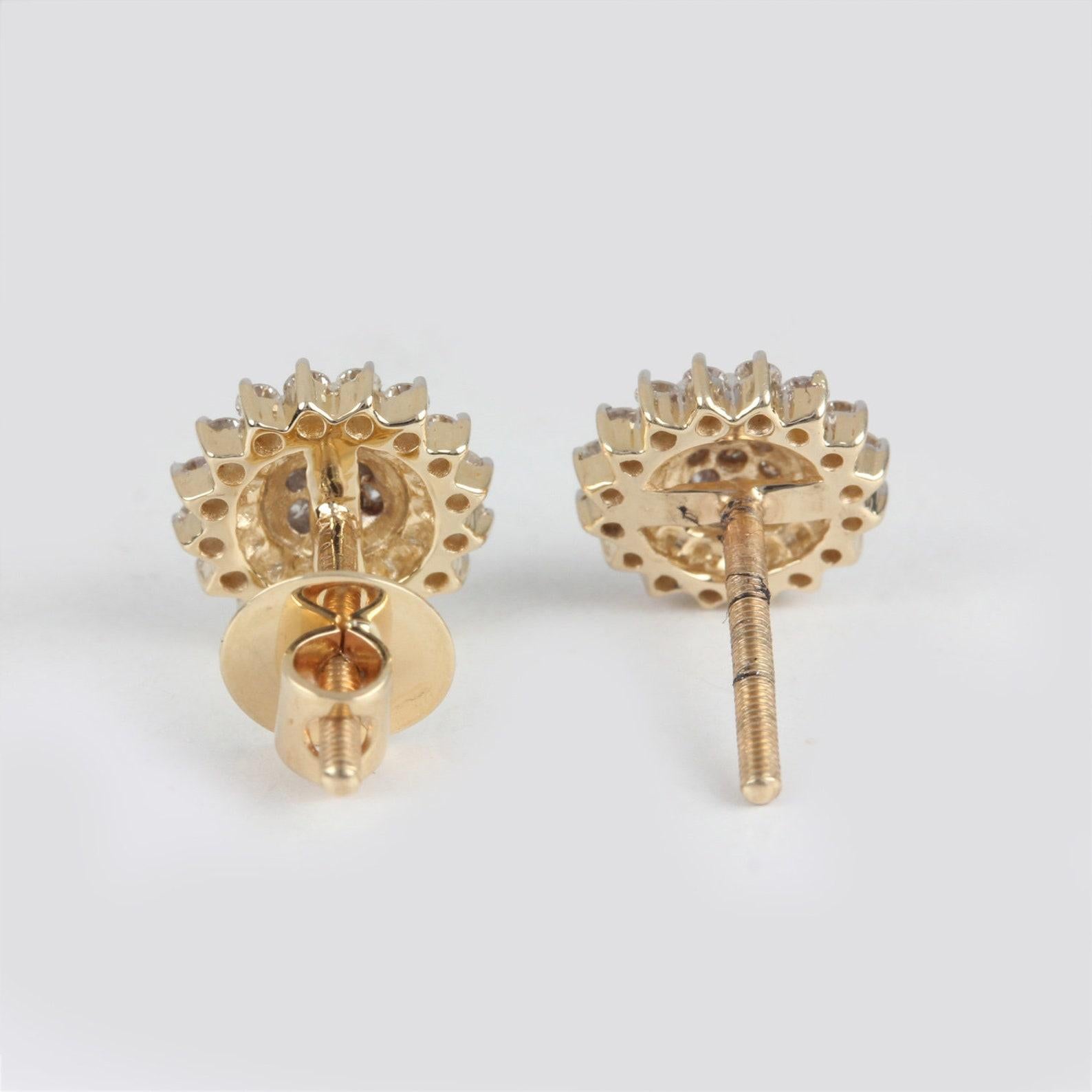 Clous d'oreilles élégants en or jaune 14 carats avec diamants naturels, cadeau d'anniversaire magnifique Neuf - En vente à Chicago, IL