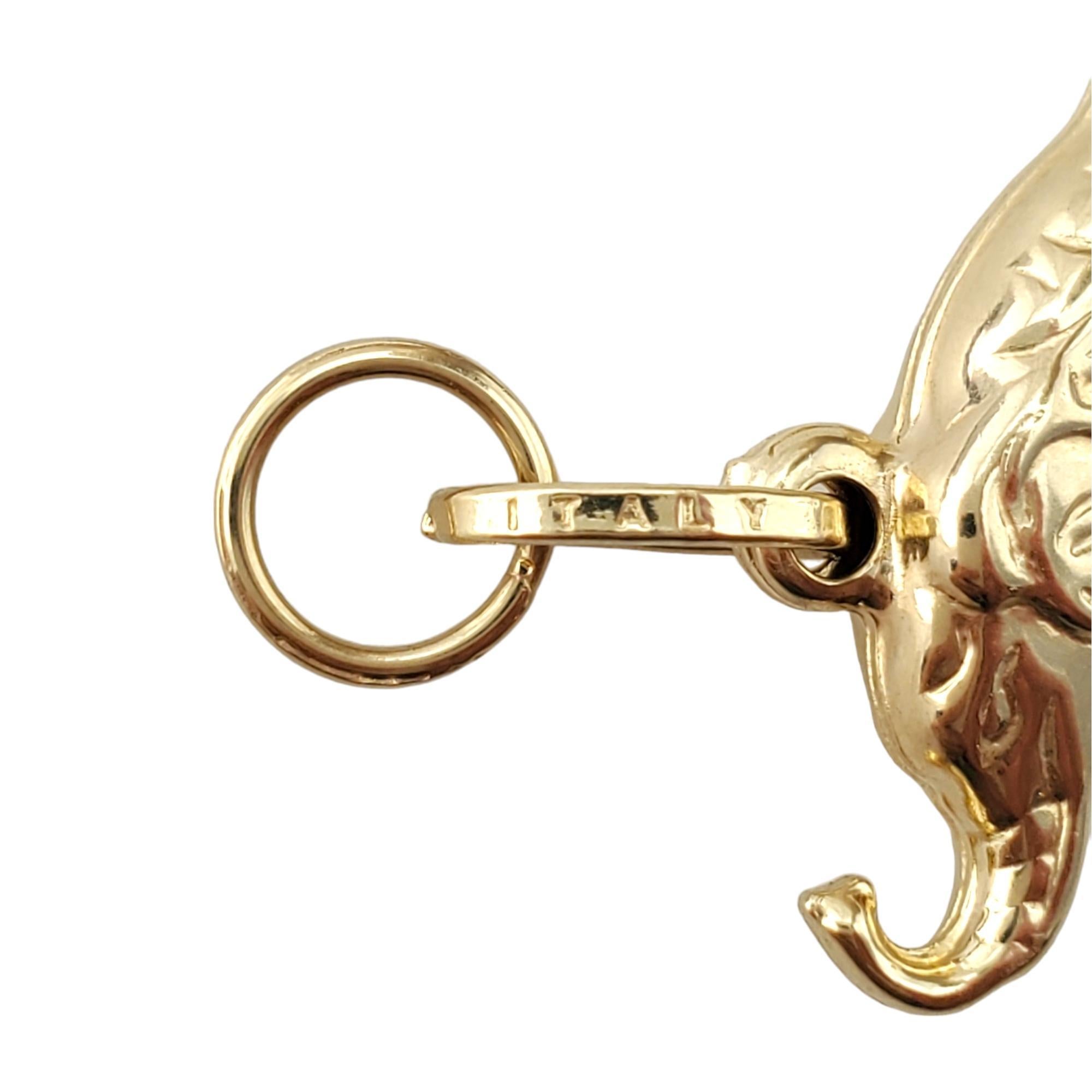 Charm d'éléphant en or jaune 14K #17440 Bon état - En vente à Washington Depot, CT