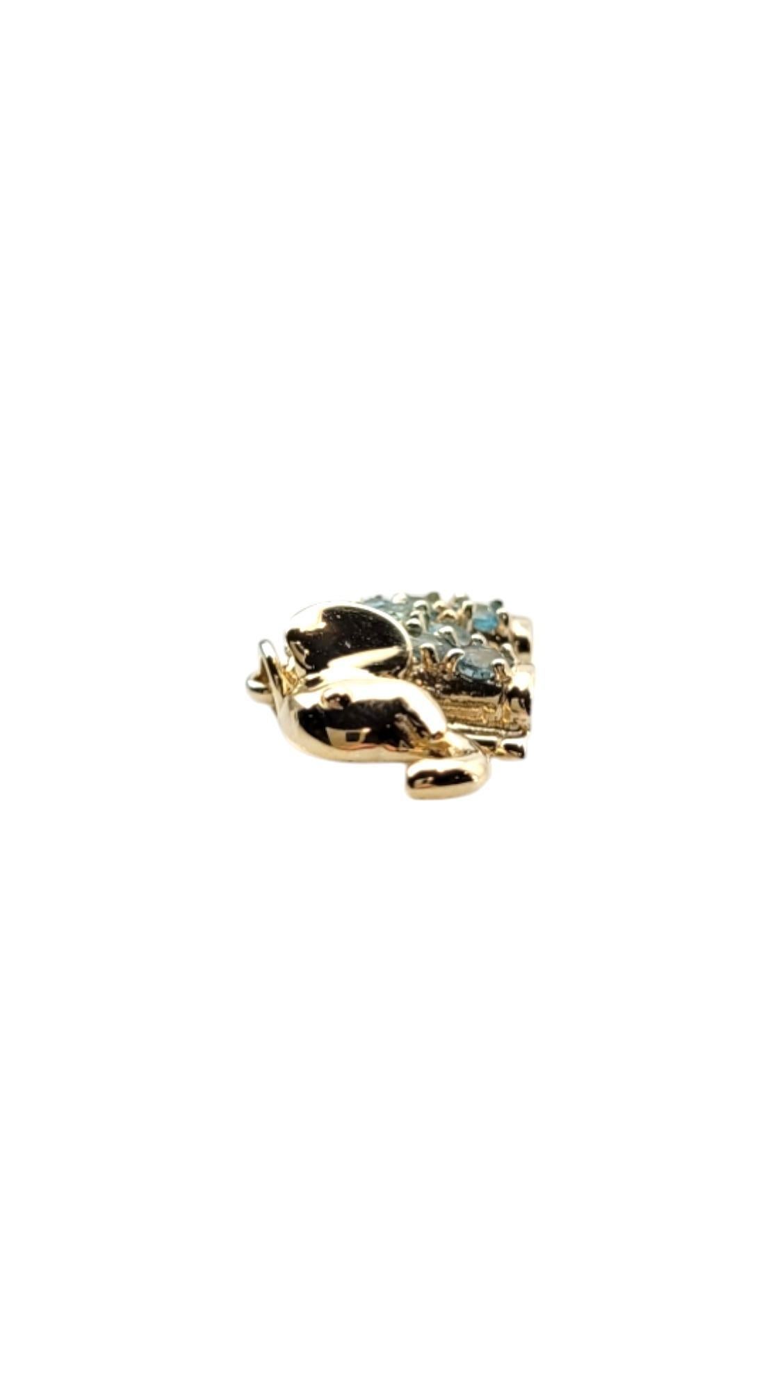Breloque éléphant en or jaune 14 carats avec pierres à facettes bleues n° 20318 en vente 2