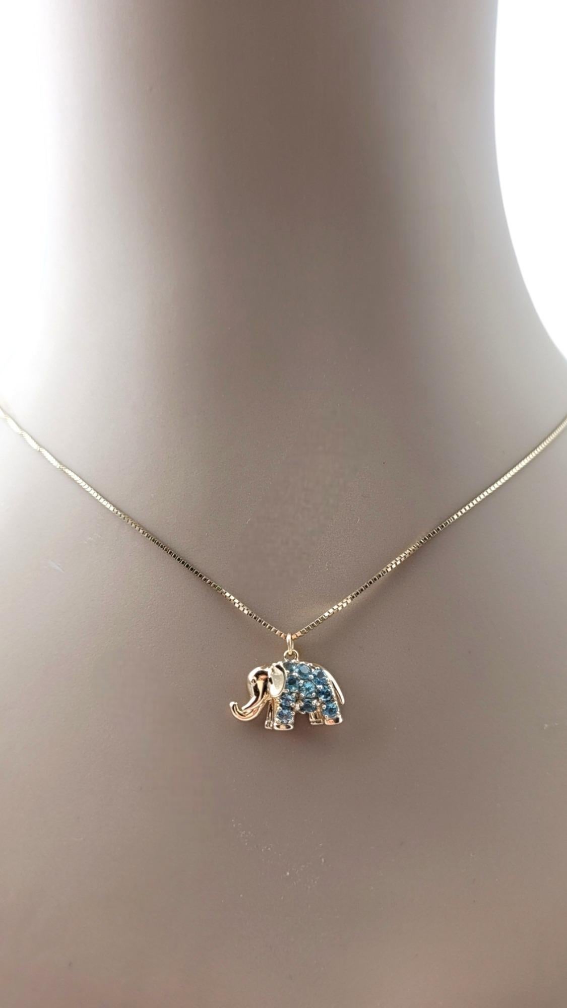 Breloque éléphant en or jaune 14 carats avec pierres à facettes bleues n° 20318 en vente 5
