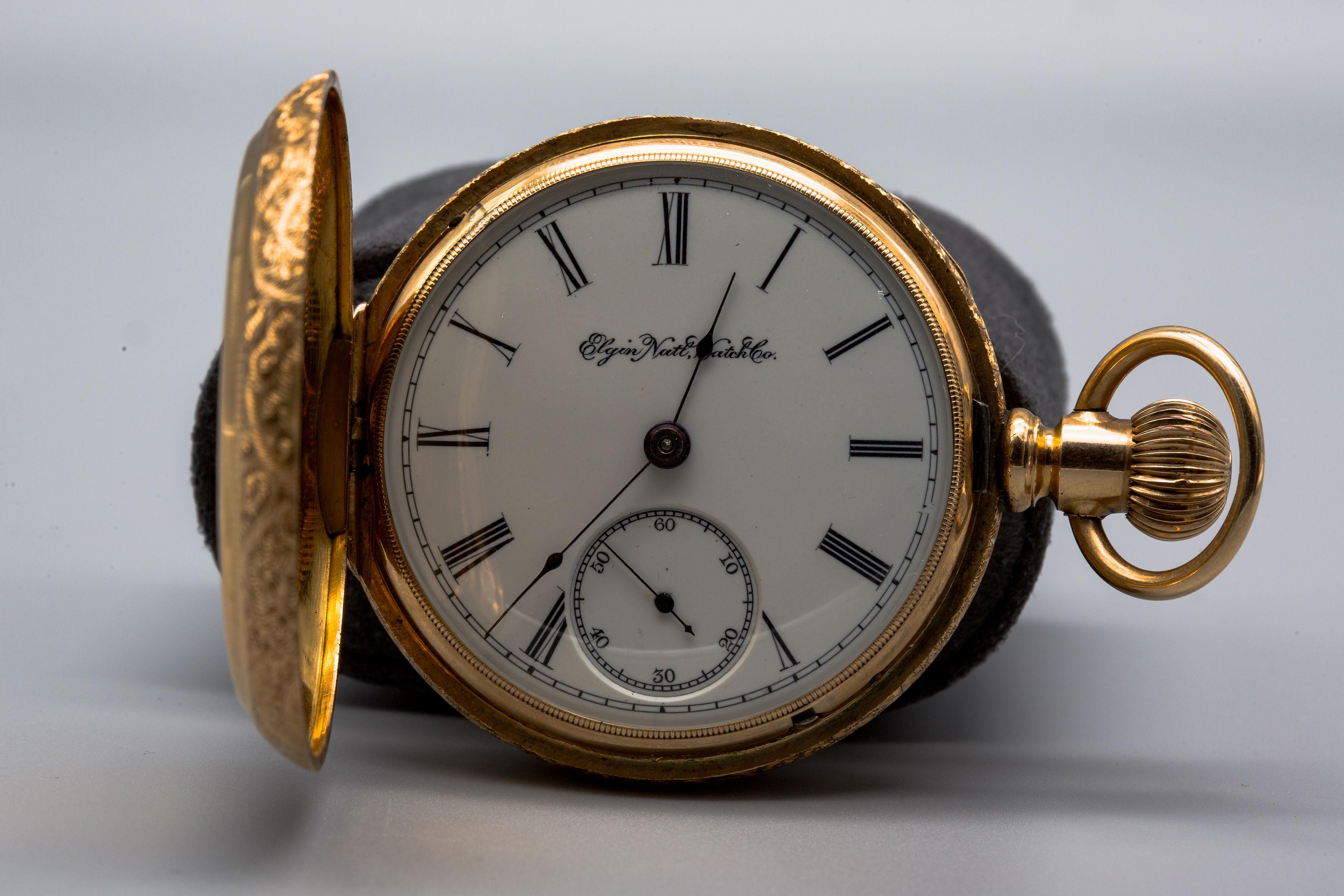Montre de poche Elgin en or jaune 14k en vente 9