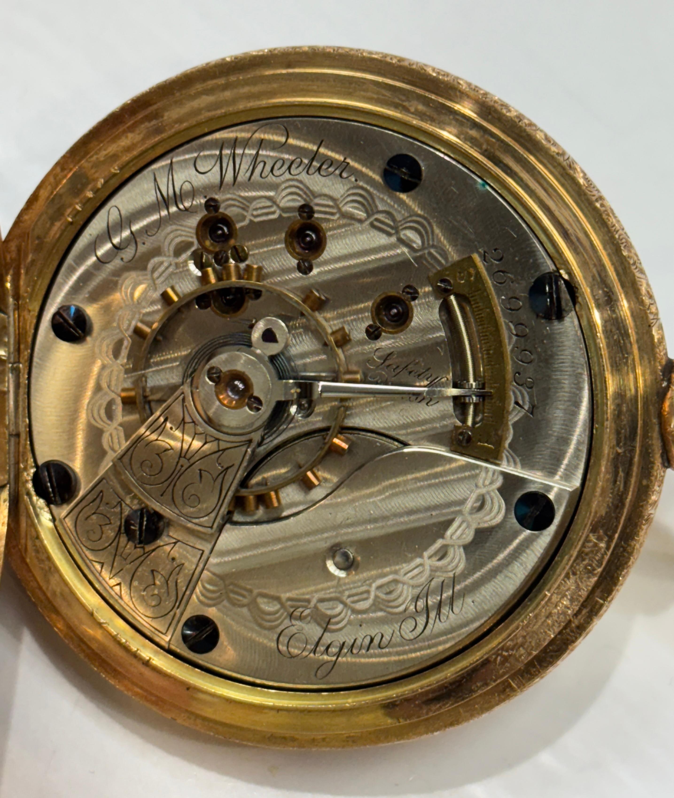 Montre de poche Elgin en or jaune 14k en vente 12