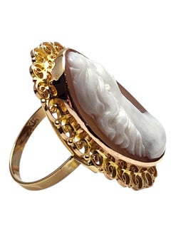14K Yellow Gold Elongated Cameo Ring Size 6.25 #25670
