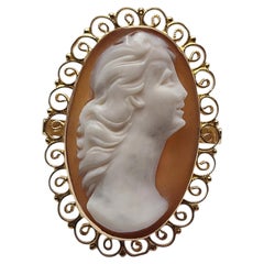 14K Yellow Gold Elongated Cameo Ring Size 6.25 #25670