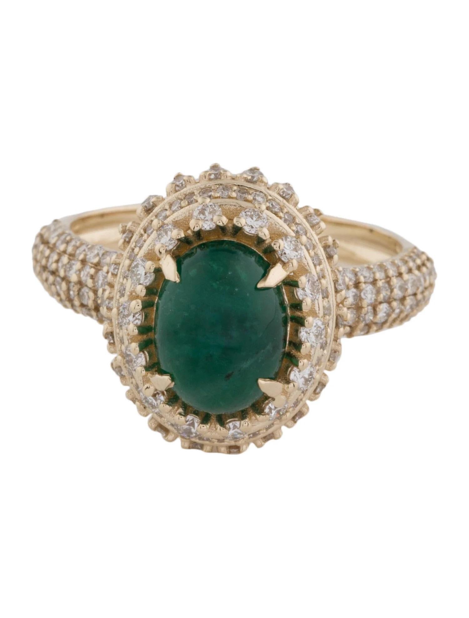 Artist 14K Yellow Gold Emerald & 1.04ct Diamond Cocktail Ring, Size 7 For Sale