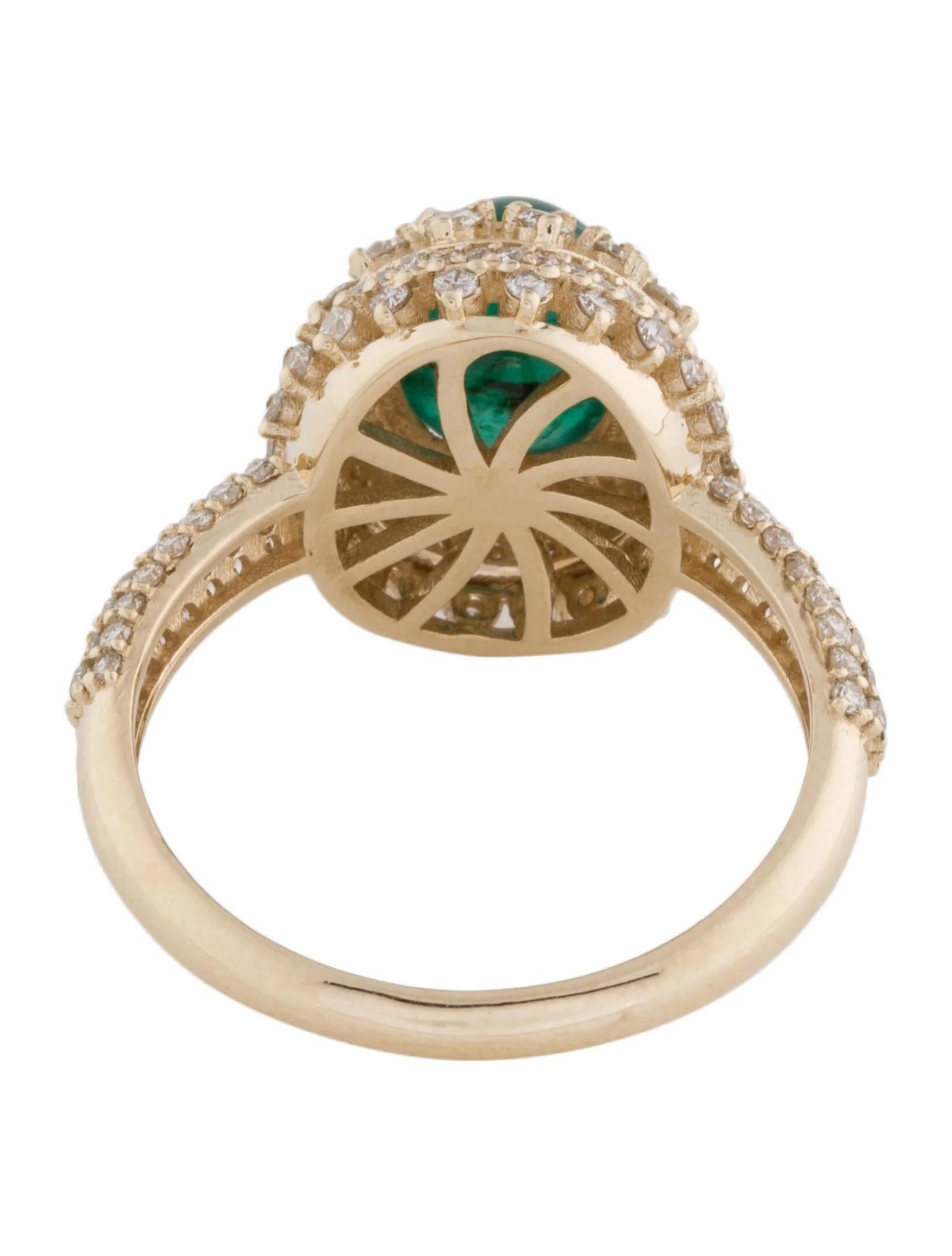 Emerald Cut 14K Yellow Gold Emerald & 1.04ct Diamond Cocktail Ring, Size 7 For Sale