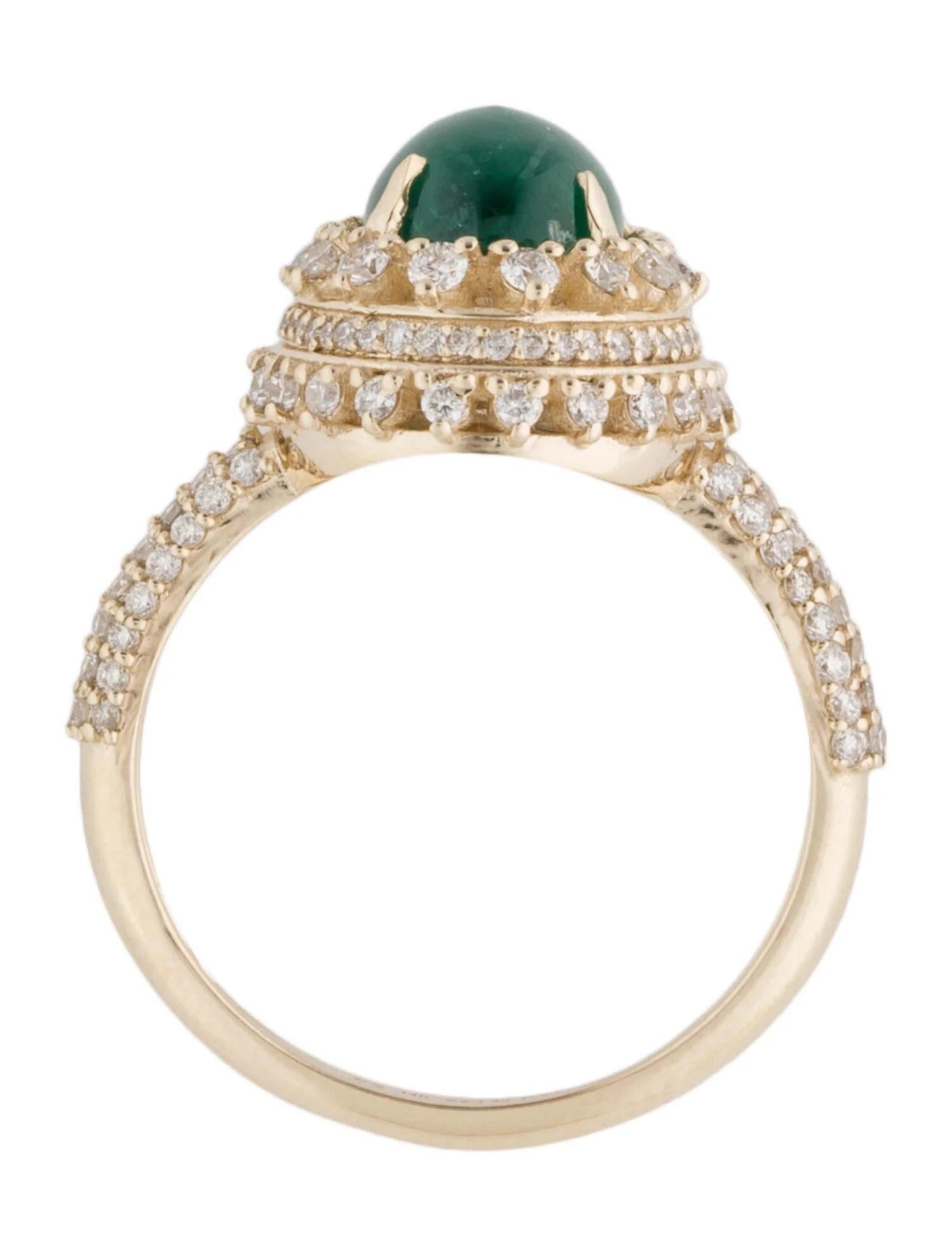 14K Yellow Gold Emerald & 1.04ct Diamond Cocktail Ring, Size 7 In New Condition For Sale In Holtsville, NY