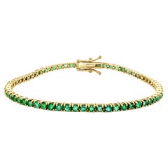 Bracelet tennis en or jaune 14 carats avec émeraudes de 4 carats pour elle