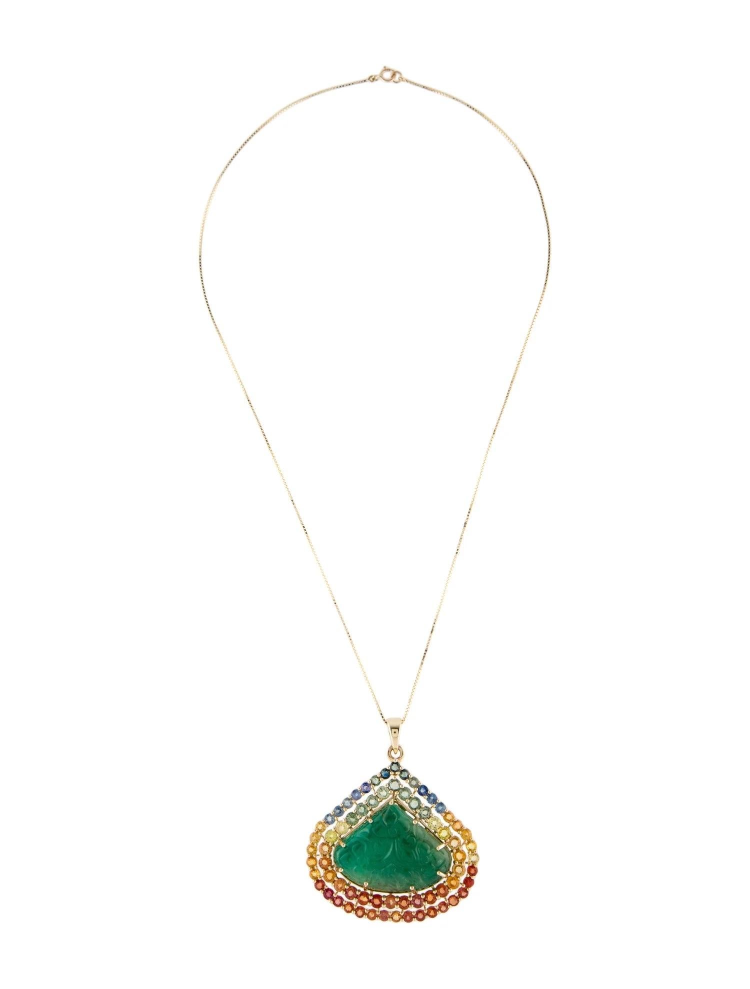 Artist 14K Yellow Gold Emerald & 7.65ctw Sapphire Pendant Necklace, 18