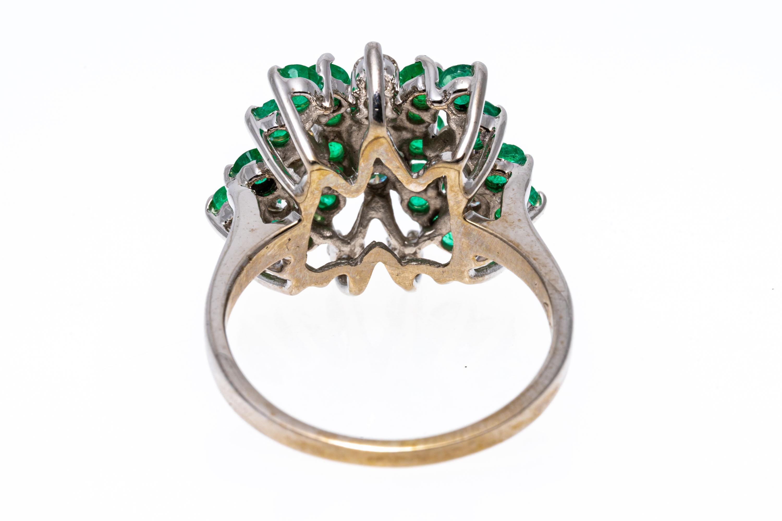 14k Yellow Gold Emerald and Diamond Butterfly Cluster Ring For Sale 1