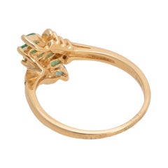 14K Gelbgold Smaragd und Diamant Cocktail Ring