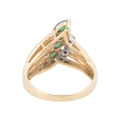 14K Gelbgold Smaragd und Diamant Cocktail Ring