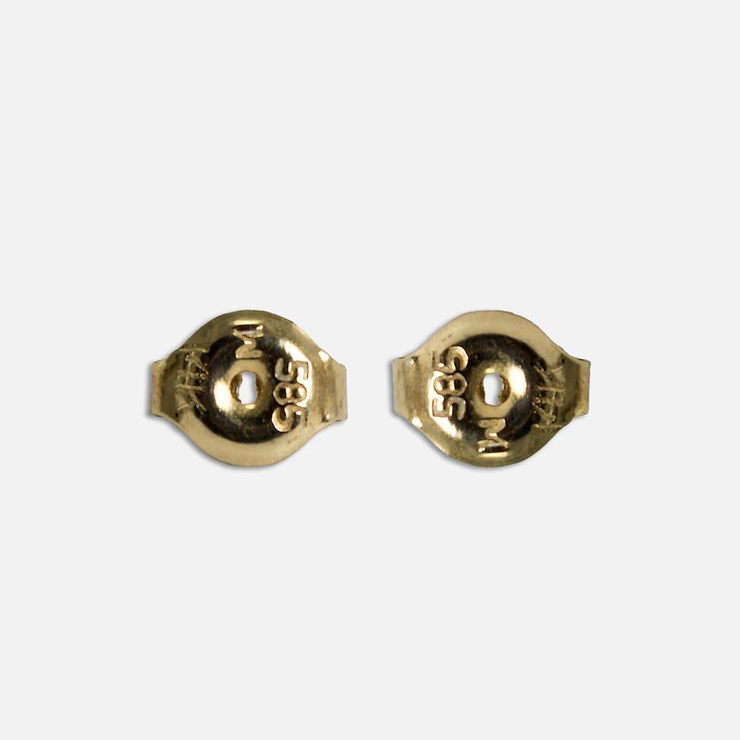 Women's or Men's 14K Yellow Gold Emerald and Diamond Earrings For Sale