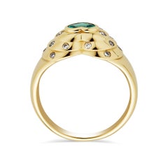 14K Yellow Gold Emerald & Diamond Heart Ring
