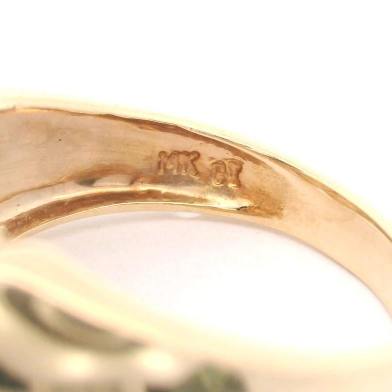 14k Gelbgold Smaragd und Diamant Damenring Größe 7,5 1