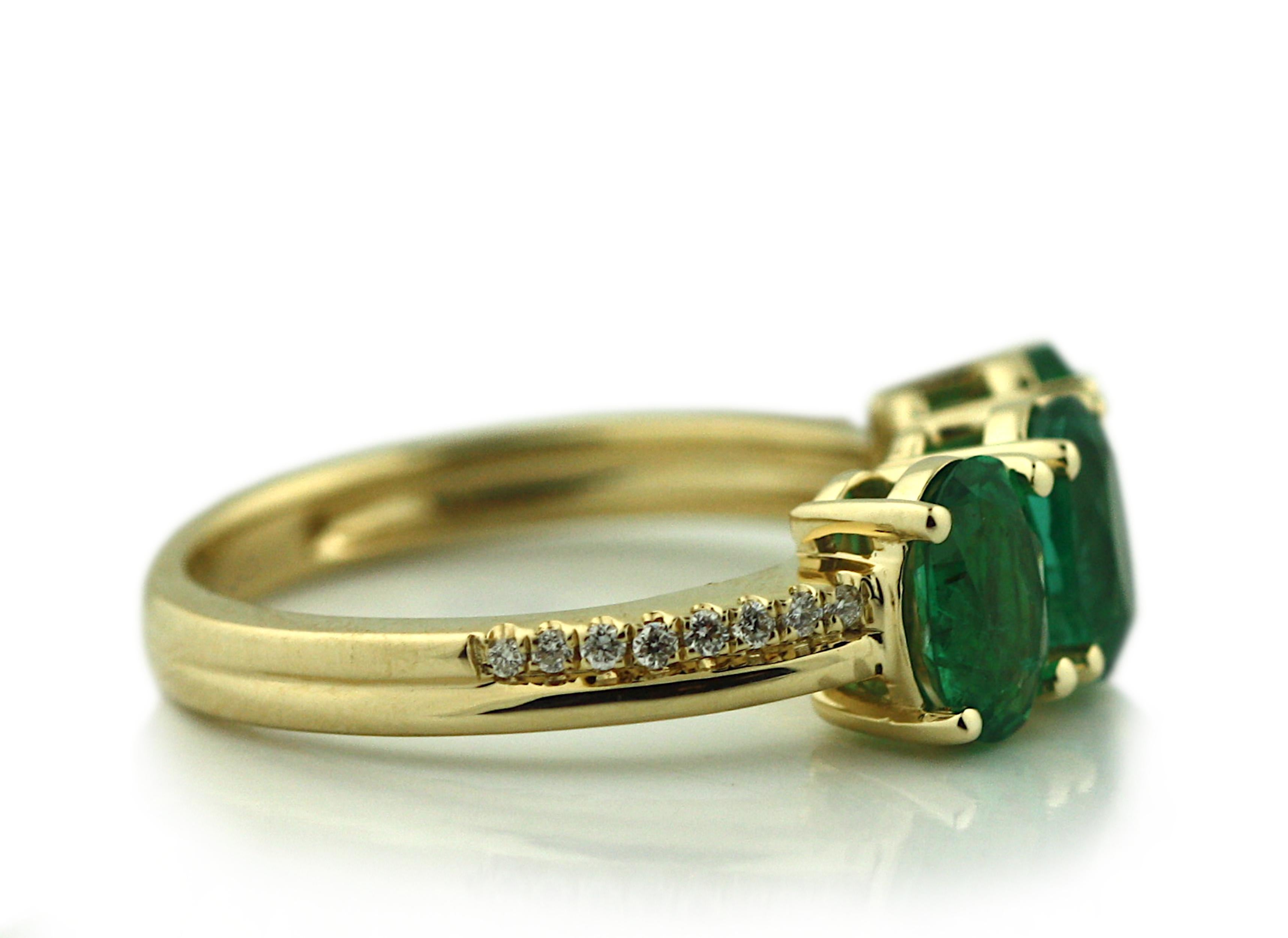 Emerald Cut 14K Yellow Gold Emerald and Diamond Ring