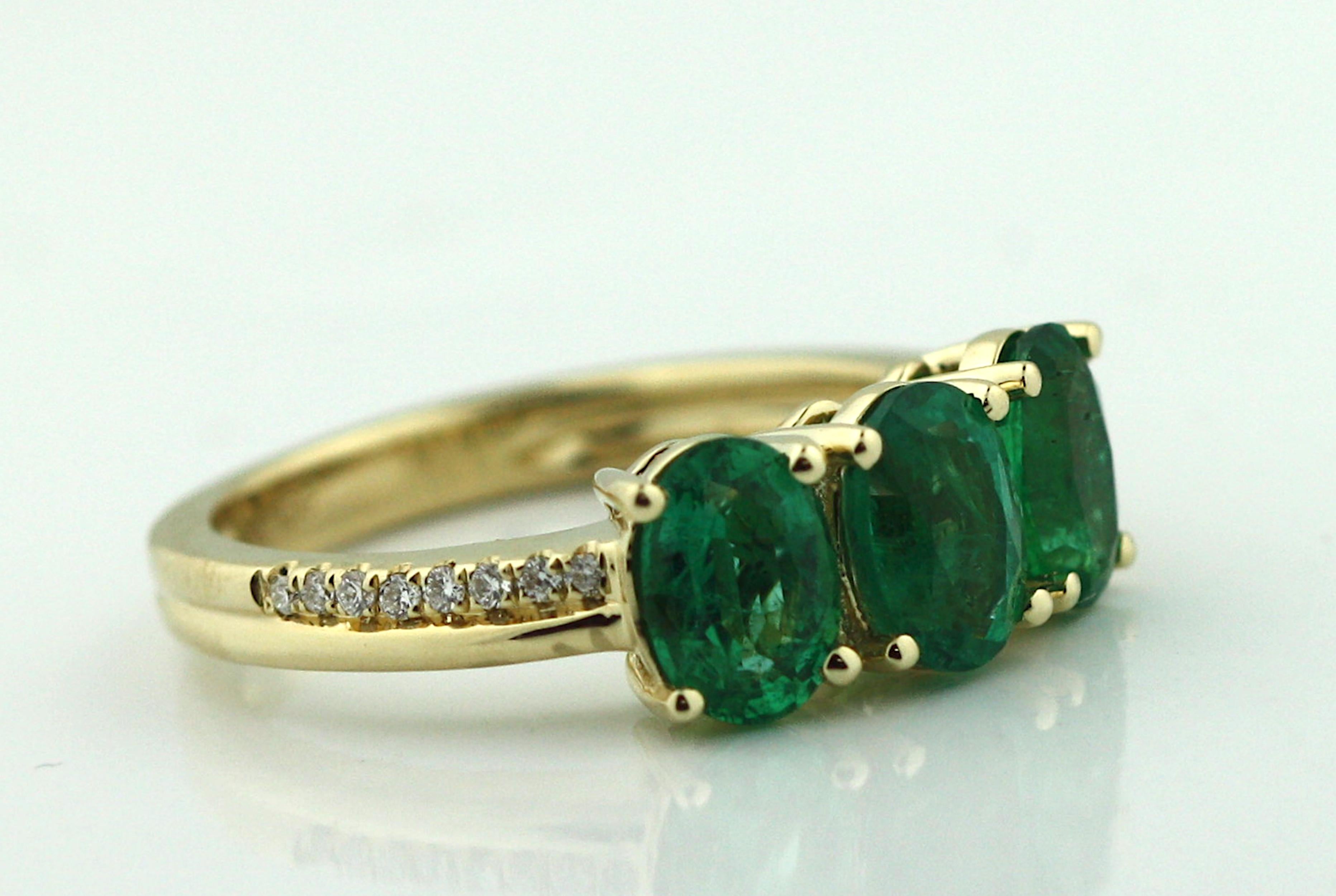 14K Yellow Gold Emerald and Diamond Ring 1