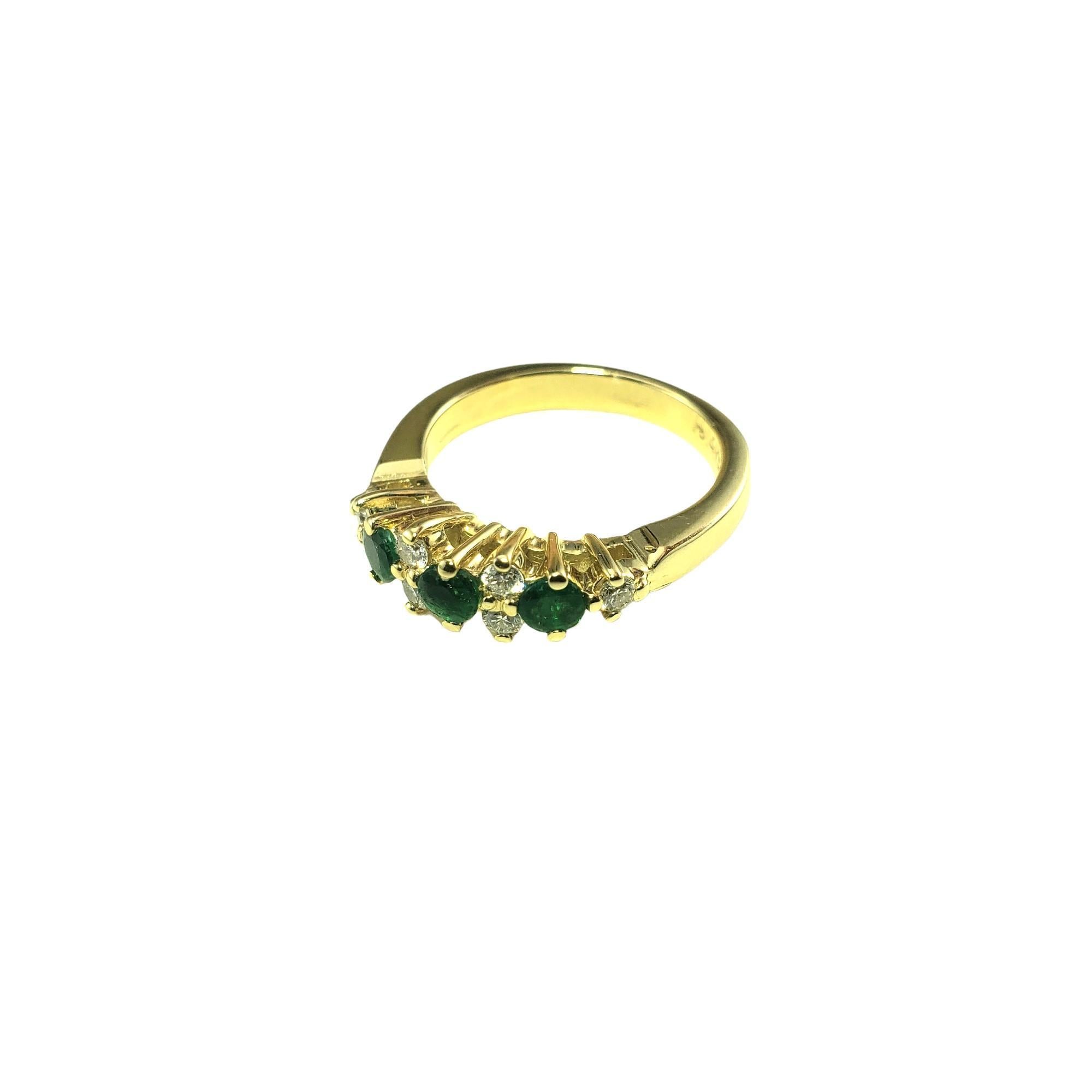 Round Cut 14K Yellow Gold Emerald and Diamond Ring Size 6.5 #16166 For Sale