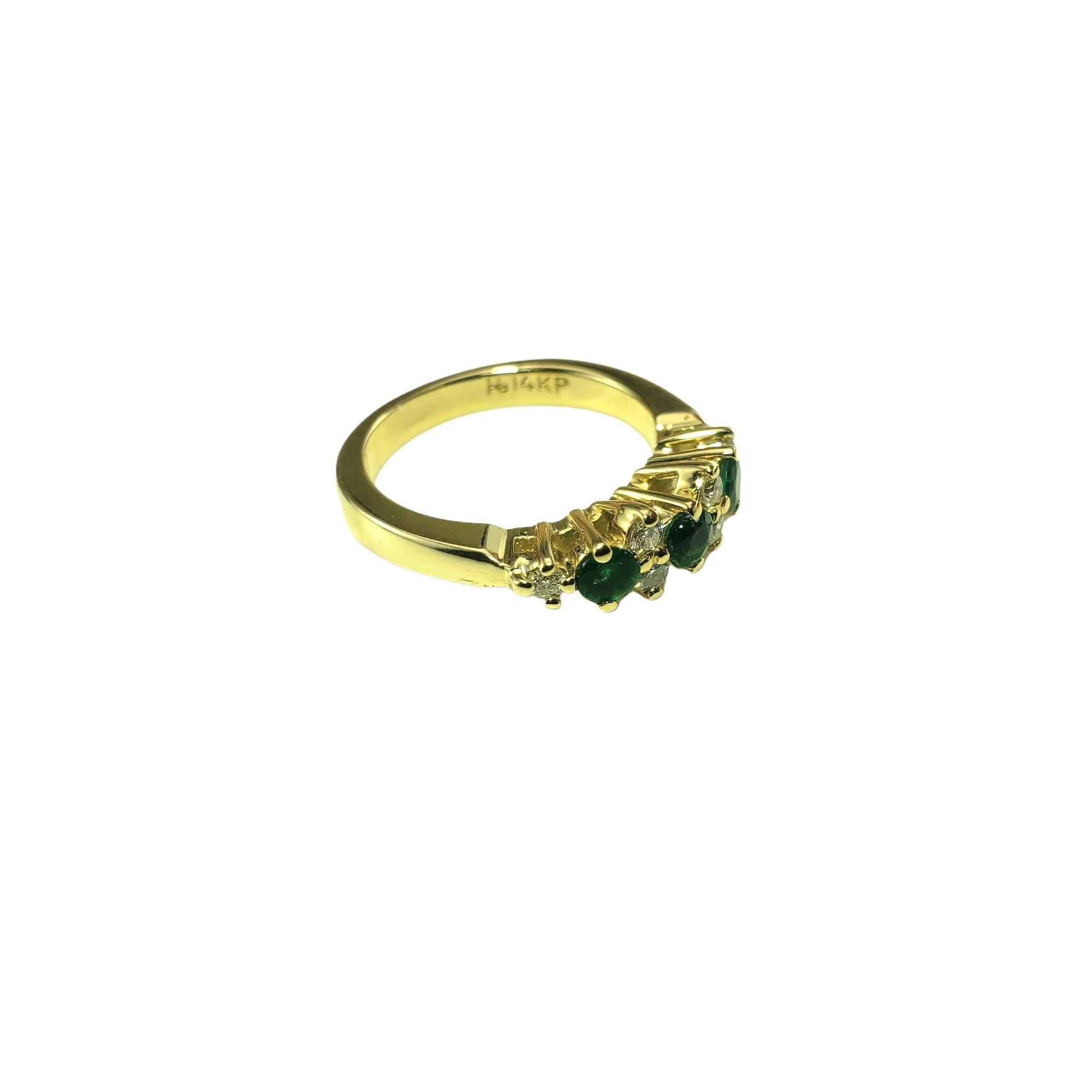 14K Yellow Gold Emerald and Diamond Ring Size 6.5 #16166 In Good Condition For Sale In Washington Depot, CT