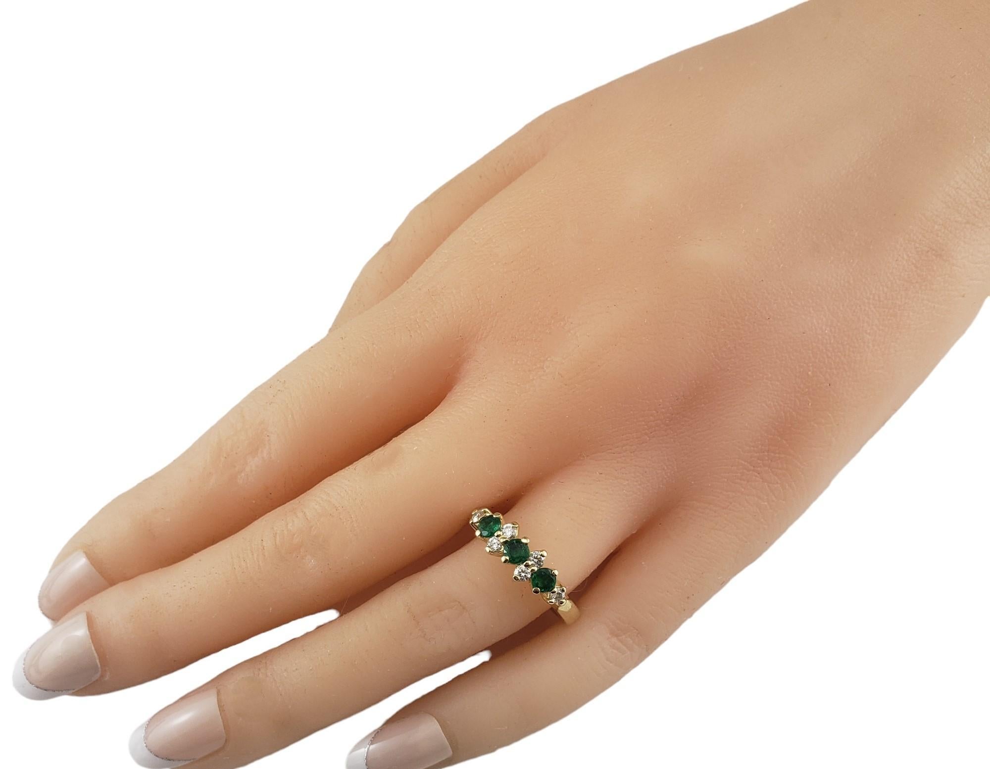 14K Yellow Gold Emerald and Diamond Ring Size 6.5 #16166 For Sale 2