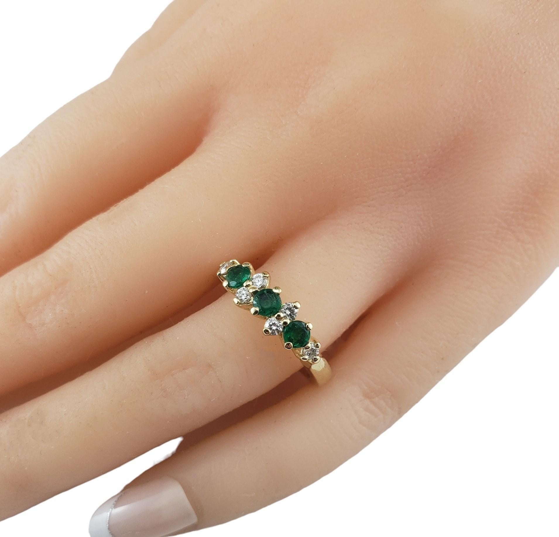 14K Yellow Gold Emerald and Diamond Ring Size 6.5 #16166 For Sale 3