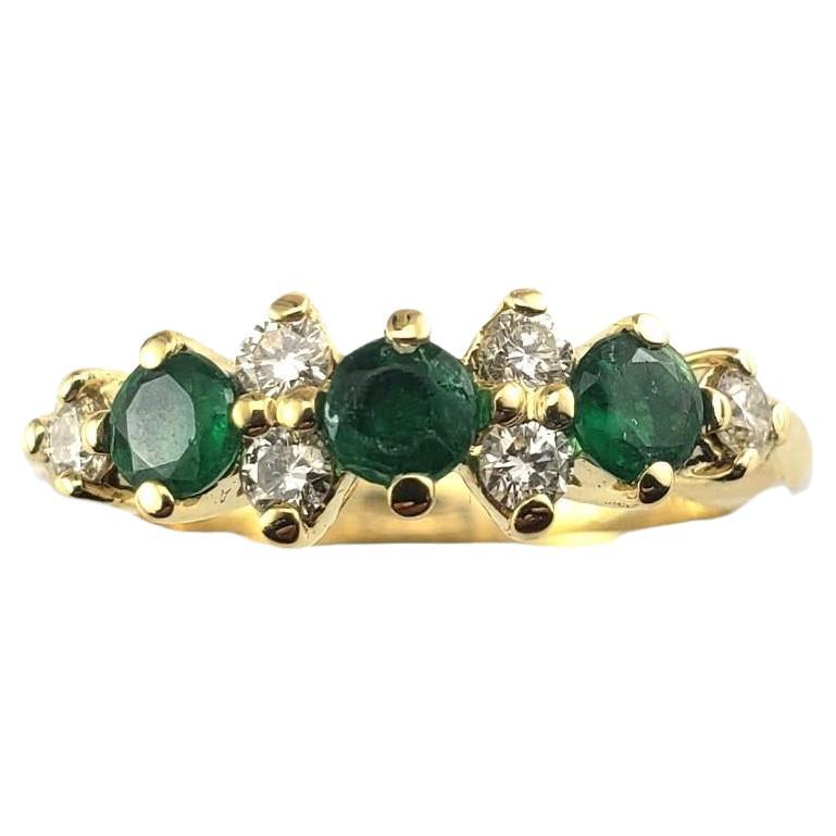 14K Yellow Gold Emerald and Diamond Ring Size 6.5 #16166 For Sale