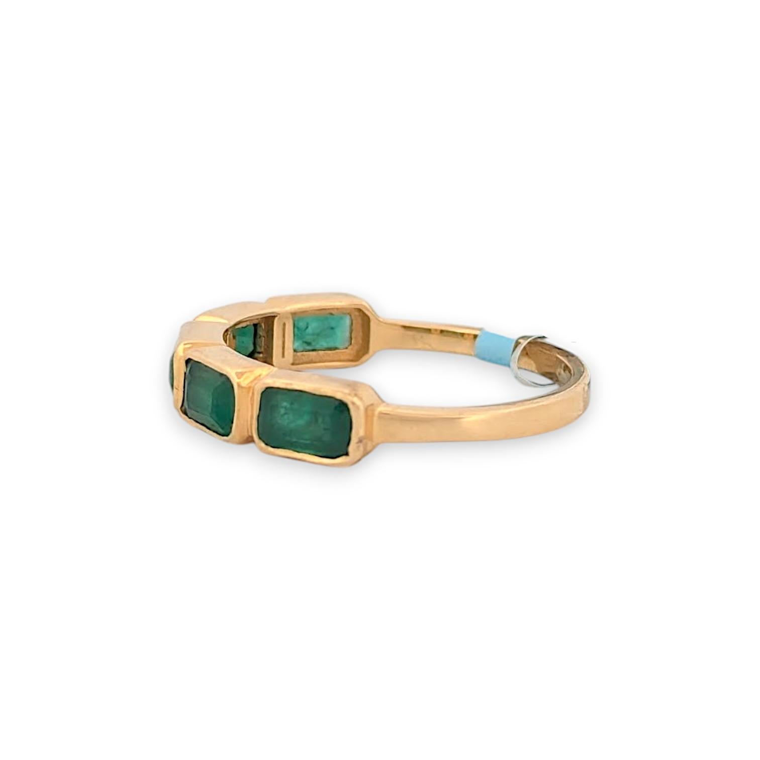 Dahlia  14K Yellow Gold Emerald Band  1.60 CT Natural Emerald Cut Emeralds 1