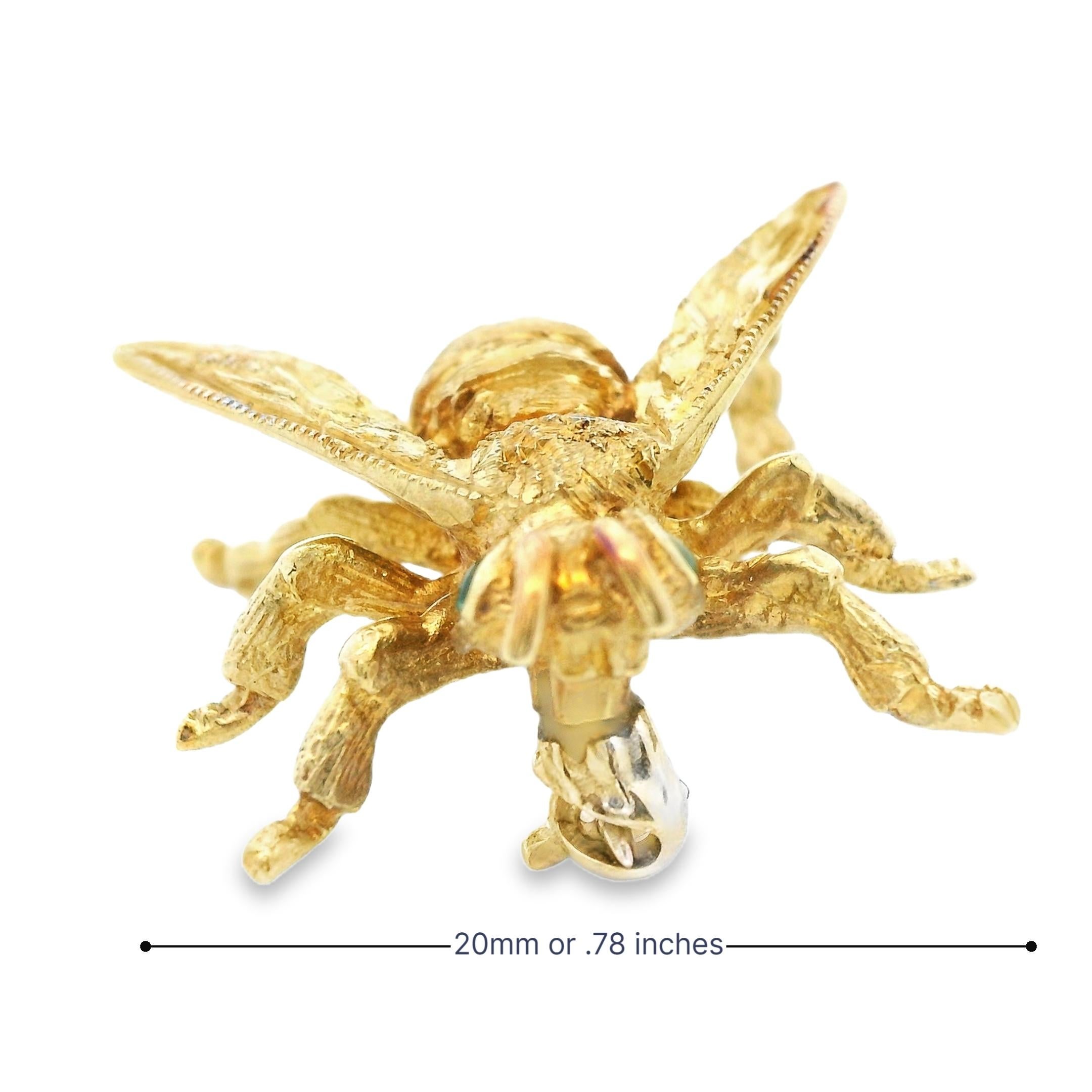 14k Gelbgold & Smaragd Bienenbrosche im Angebot 5