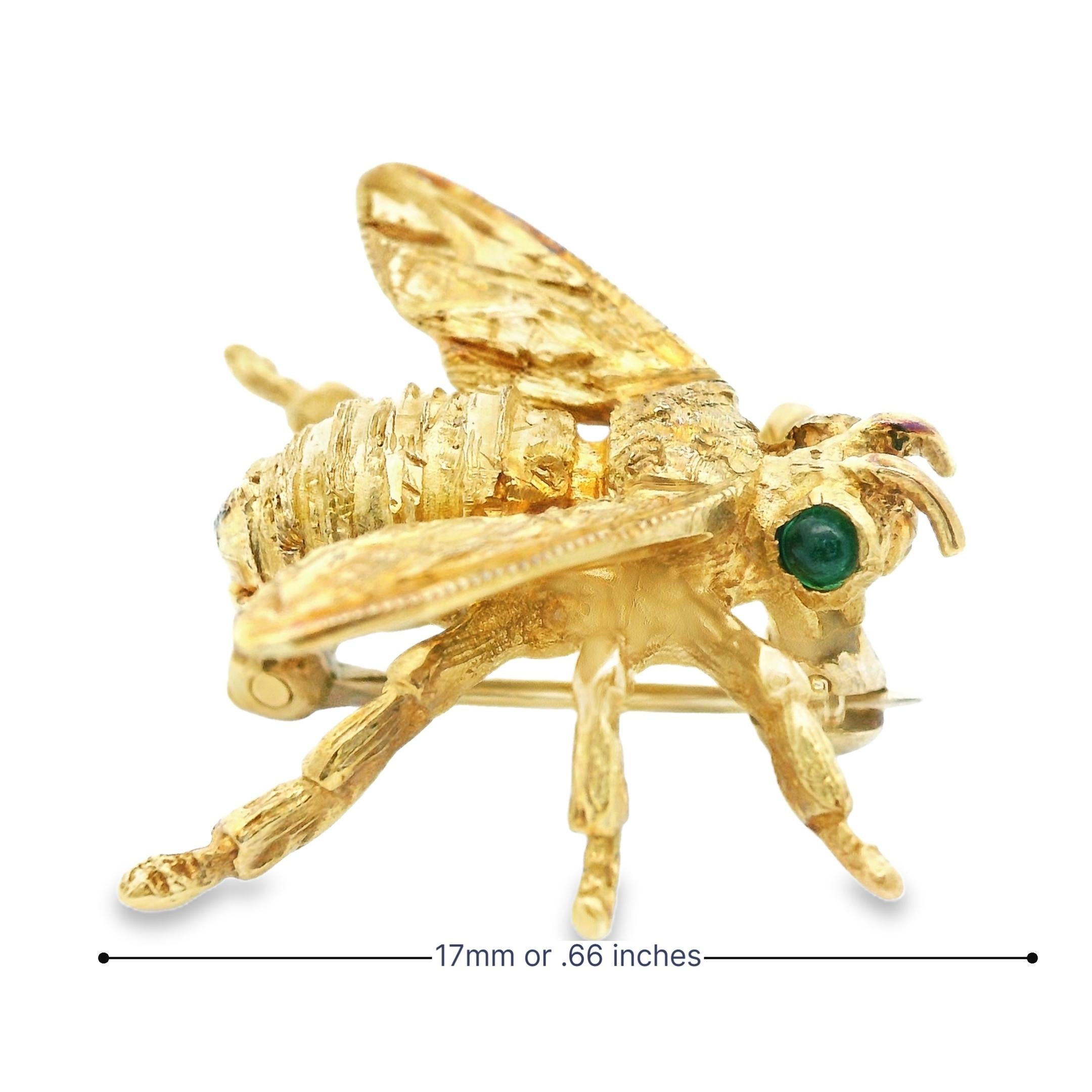 14k Gelbgold & Smaragd Bienenbrosche im Angebot 6