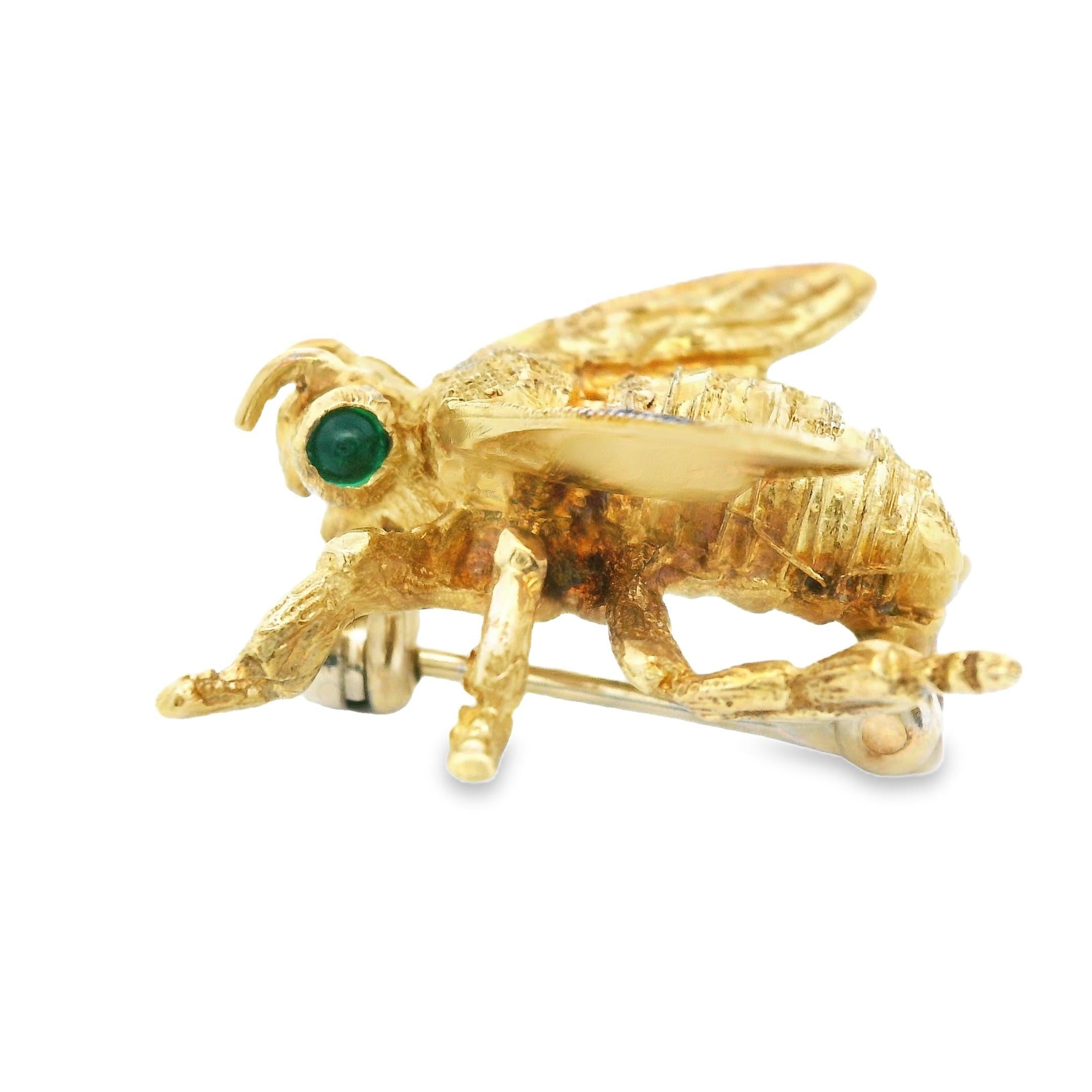 14k Gelbgold & Smaragd Bienenbrosche im Zustand „Gut“ im Angebot in Lexington, KY