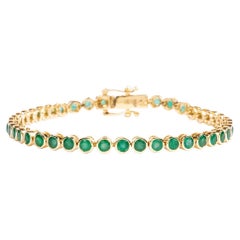 14k Yellow Gold Emerald Bezel Bracelet
