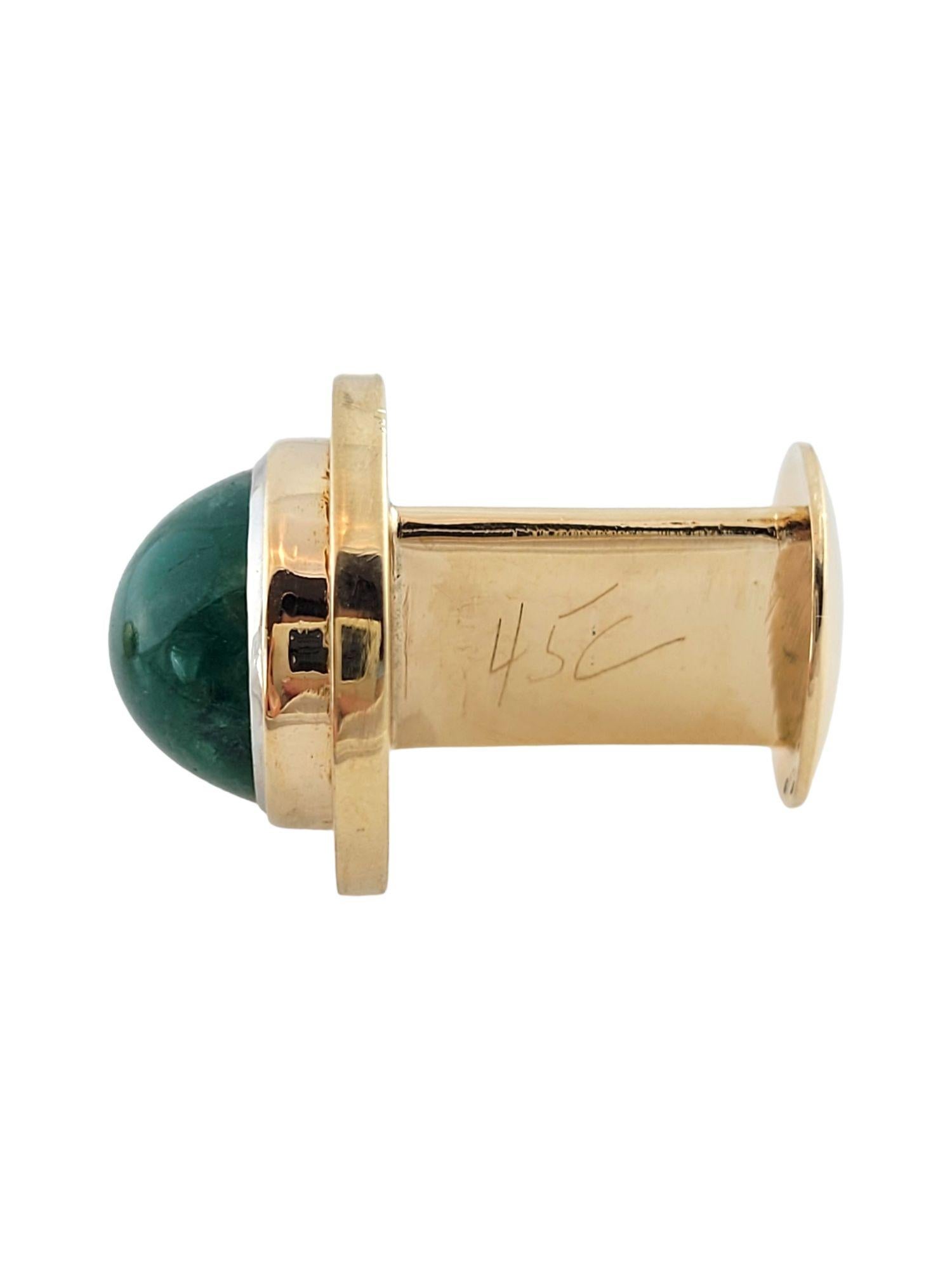 14K Yellow Gold Emerald Cufflinks #14775 In Good Condition For Sale In Washington Depot, CT