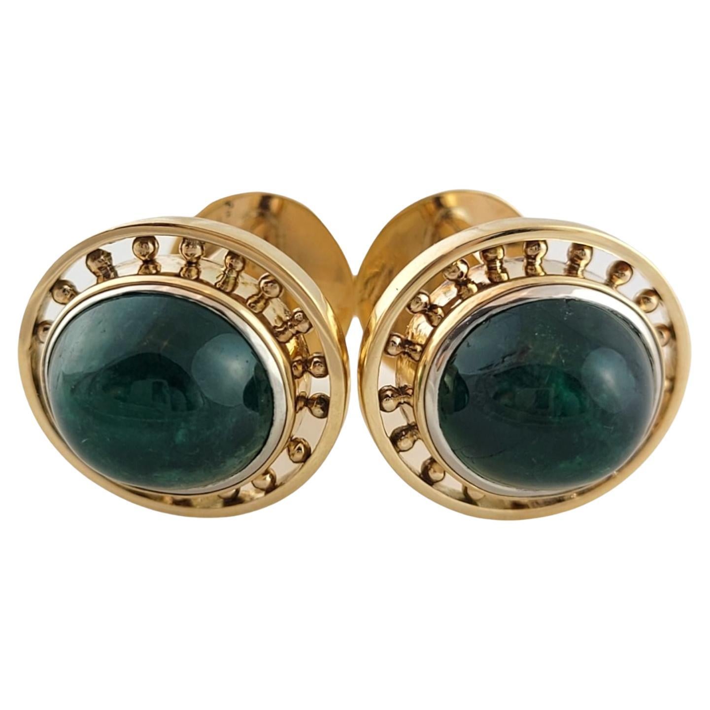14K Yellow Gold Emerald Cufflinks #14775 For Sale