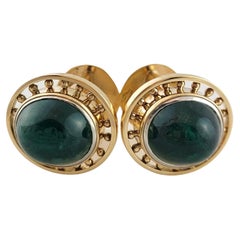 Vintage 14K Yellow Gold Emerald Cufflinks #14775