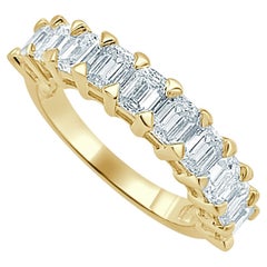 Anillo de oro amarillo de 14 quilates con diamantes talla esmeralda de 2,00 ct para ella