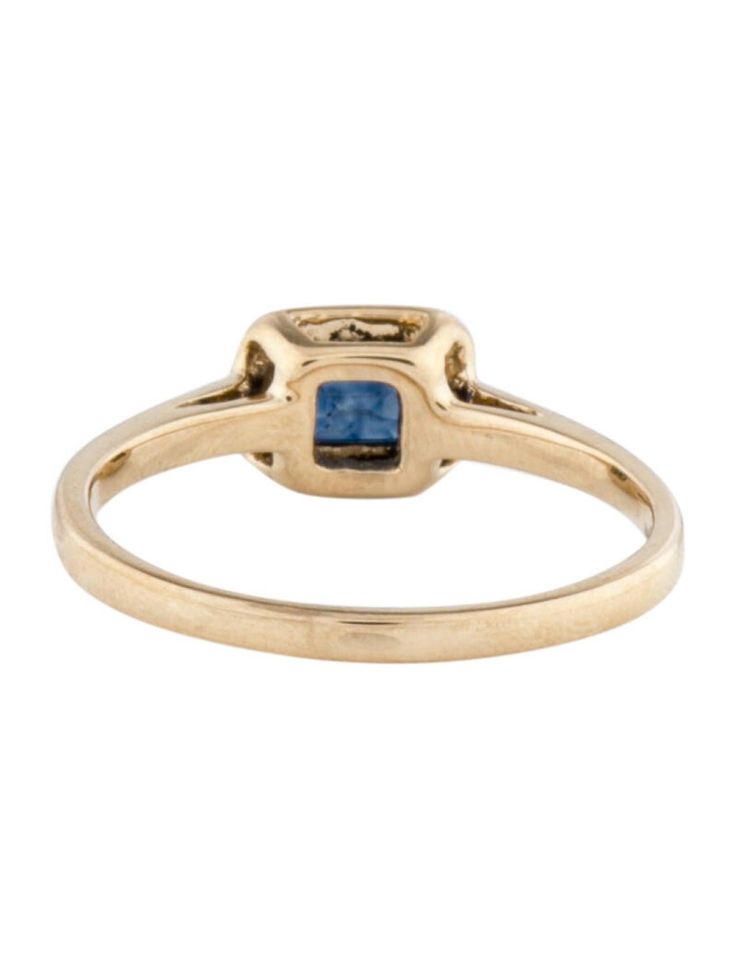 Contemporary 14k Yellow Gold & Emerald-Cut Blue Sapphire Ring 0.65 CTTW For Sale