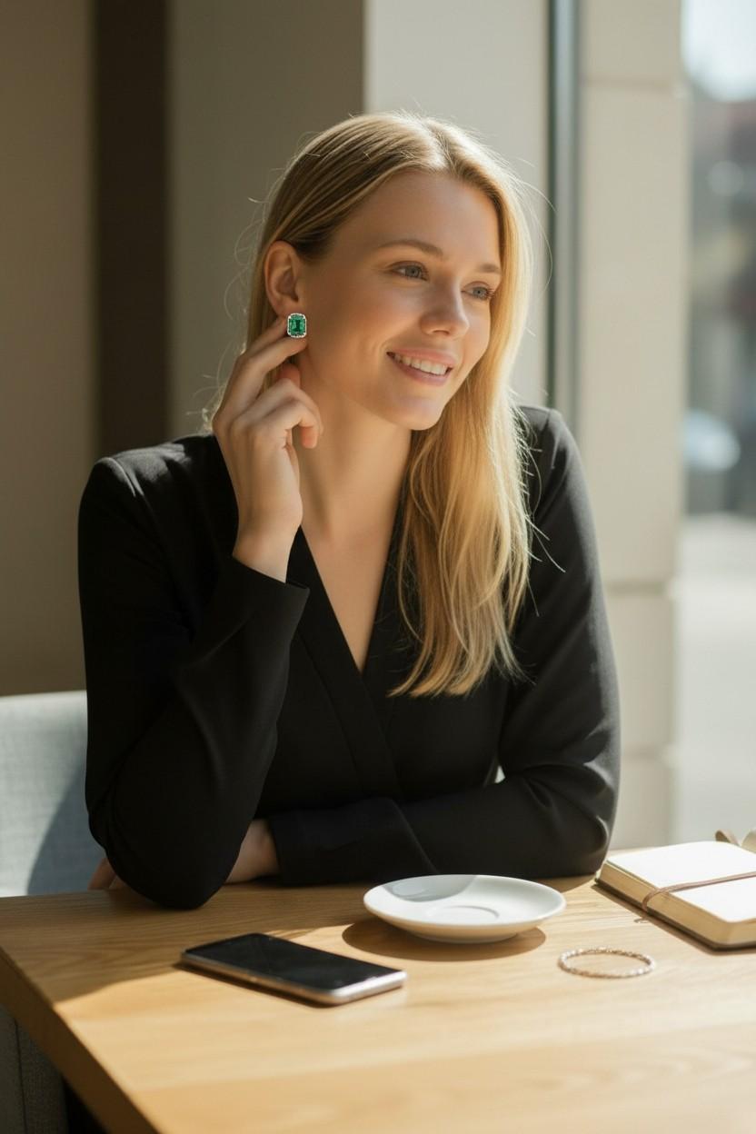 Ces exquises boucles d'oreilles Halo en or jaune 14 carats sont ornées d'une paire d'émeraudes colombiennes d'un total de 0,75 carat, réputées pour leur couleur verte vive et leur clarté exceptionnelle. Chaque émeraude est encadrée d'un halo de