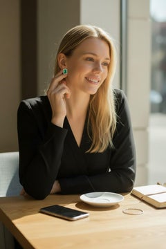 Orecchini a lobo in oro giallo 14K con smeraldo colombiano tagliato a smeraldo