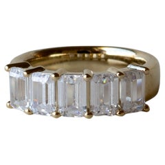 14k Yellow Gold Emerald Cut Diamond Anniversary Band