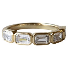 14k Yellow Gold Emerald Cut Diamond Anniversary Band