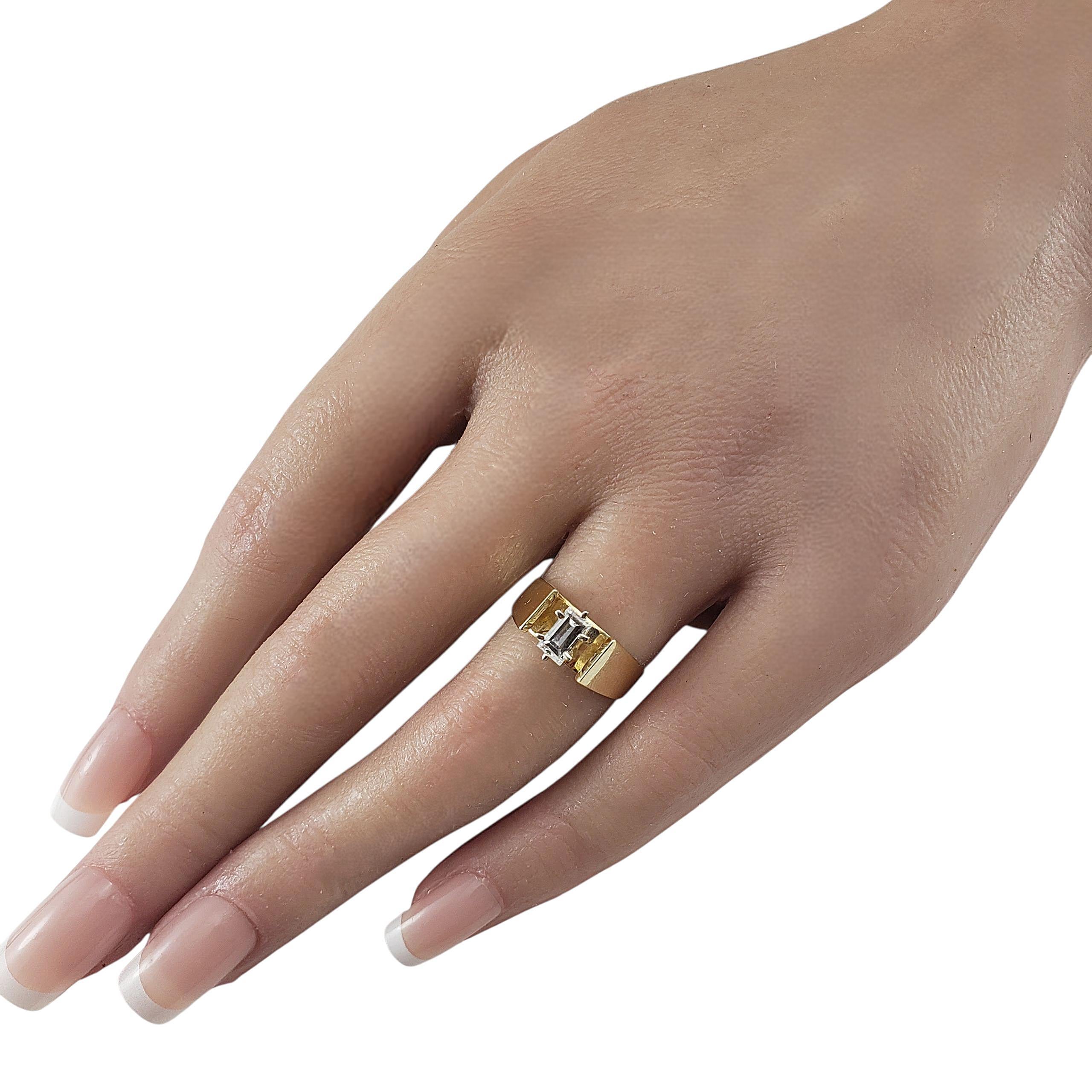 Anillo de compromiso de oro amarillo de 14 quilates con diamantes talla esmeralda talla 6.5 #23188 en venta 1