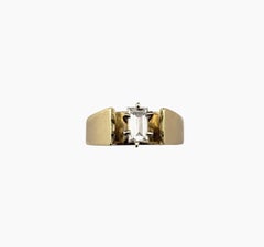 14K Yellow Gold Emerald Cut Diamond Engagement Ring Size 6.5 #23188