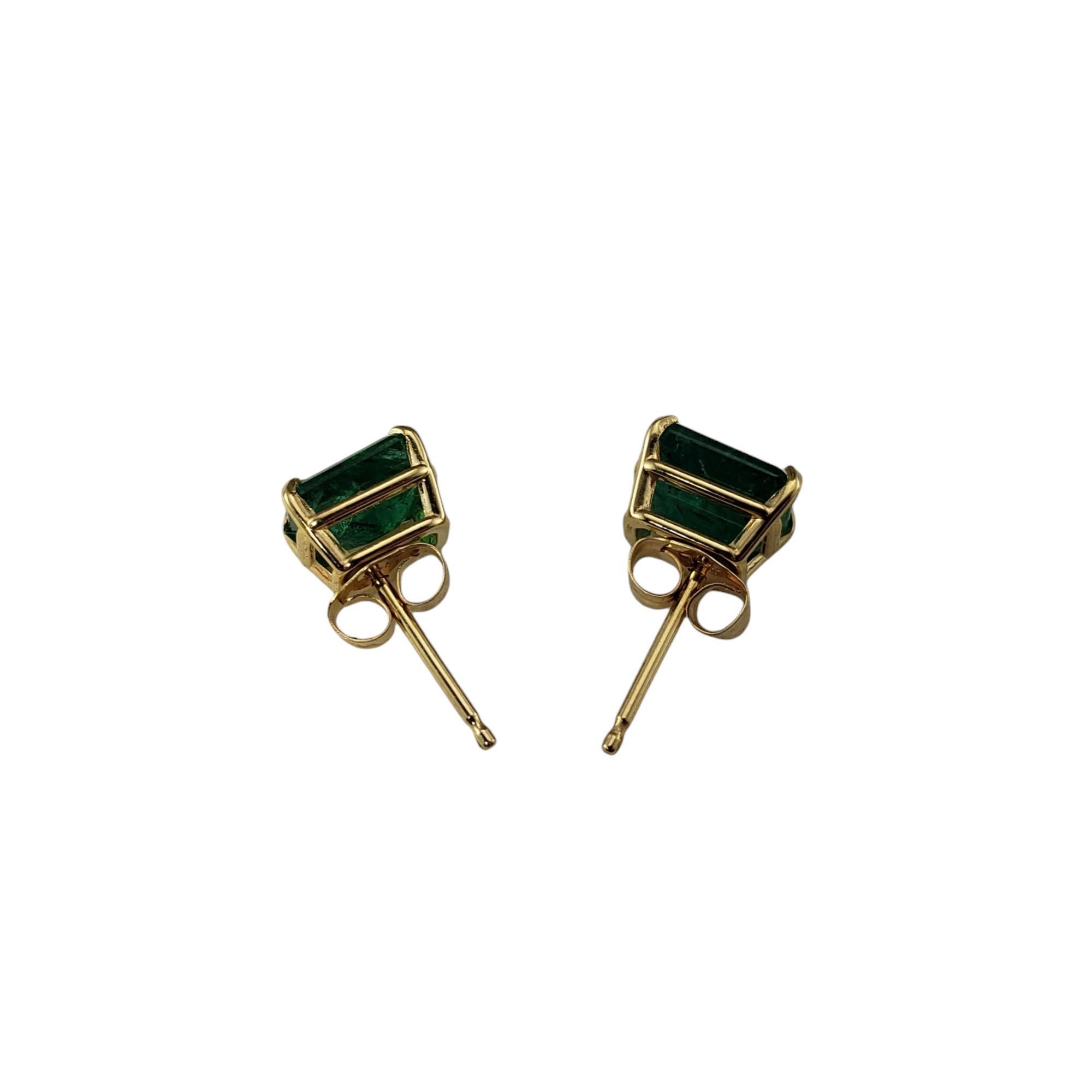 14K Yellow Gold Emerald Cut Emerald Stud Earrings #17176 For Sale 1