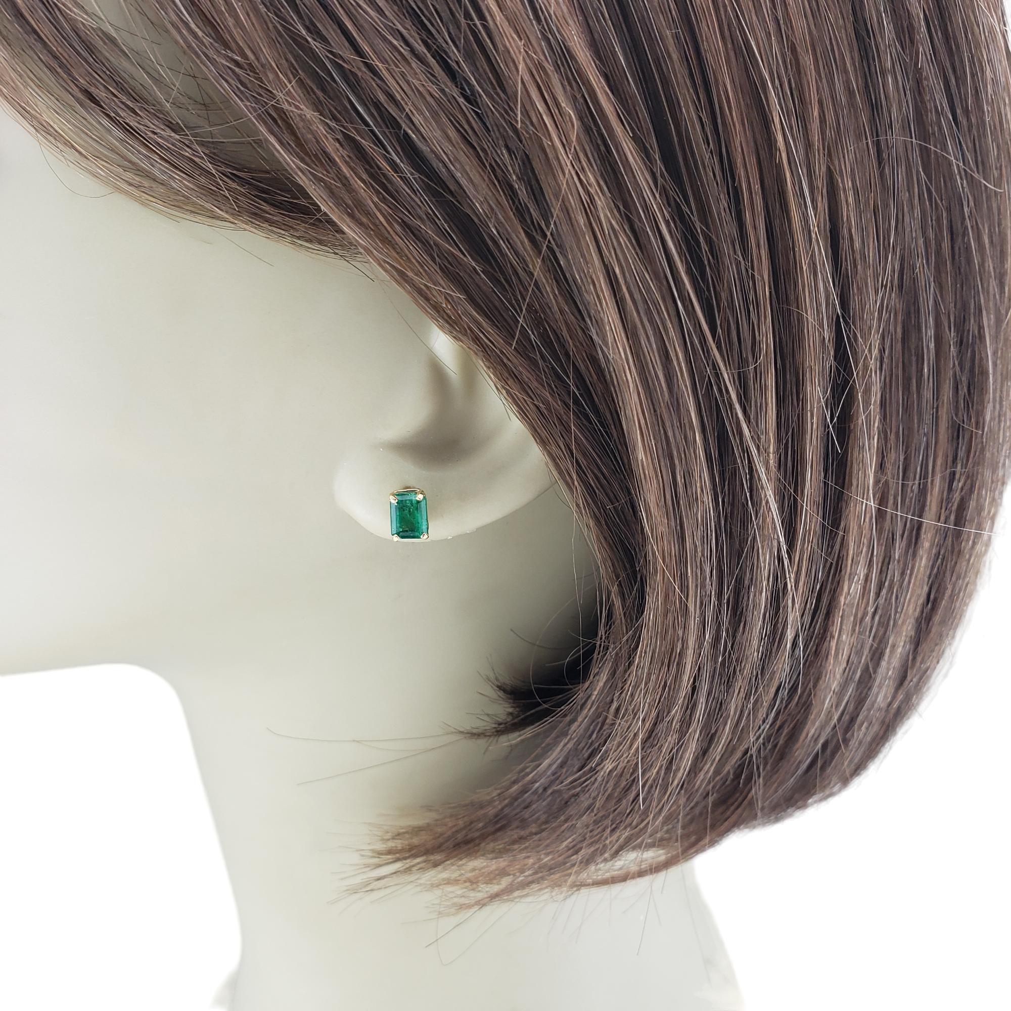 14K Yellow Gold Emerald Cut Emerald Stud Earrings #17176 For Sale 3